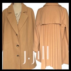 J. Jill Camel Mid-Length Button Front Vented/Pleated Back Coat (2X)